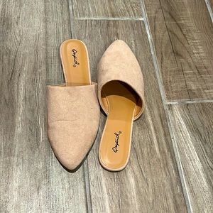 Never worn taupe mules Cupid size 6